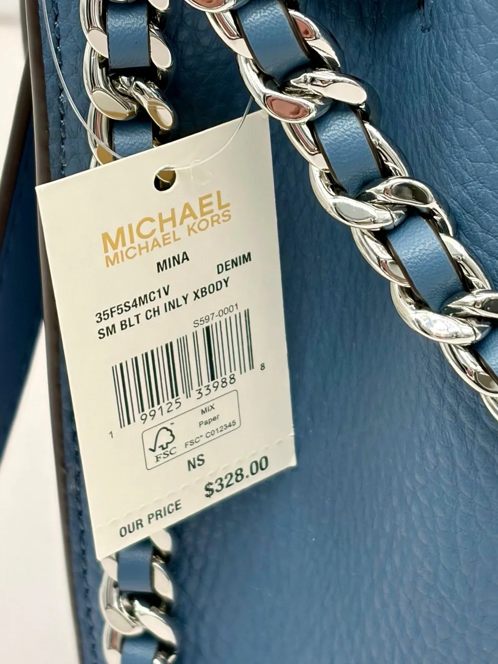 Michael Kors Mina Small Convertible Crossbody Bag Messenger Navy